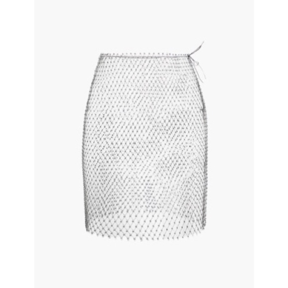 Hot Miami Styles Fishnet Rhinestone Cover Up Skirt